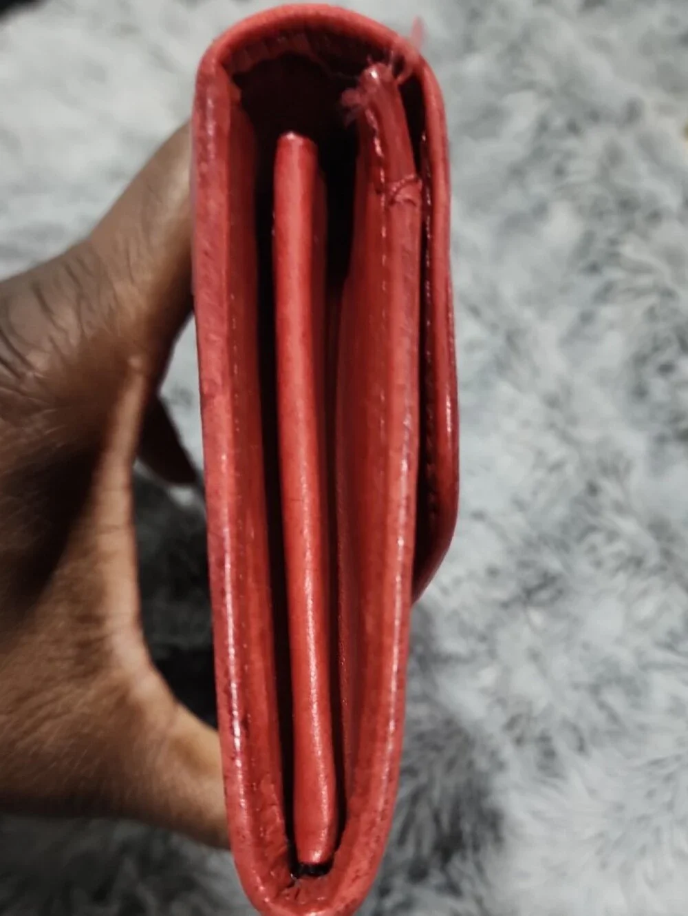 Coach Red Leather Card Wallet with Zippered Pocket